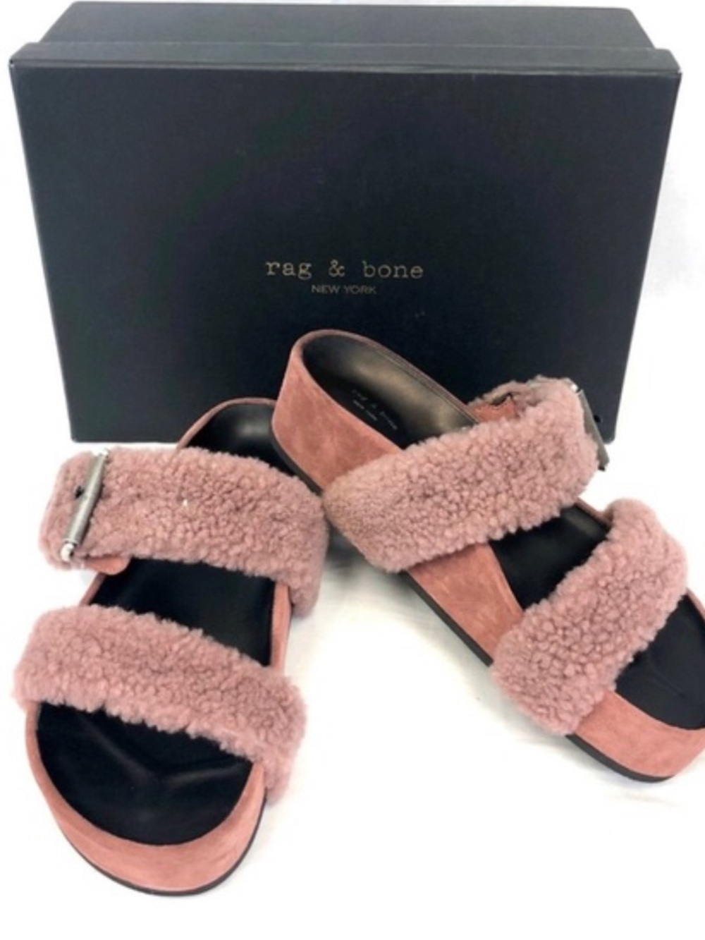 Rag & Bone Evin shearling double strap sandals 36‎